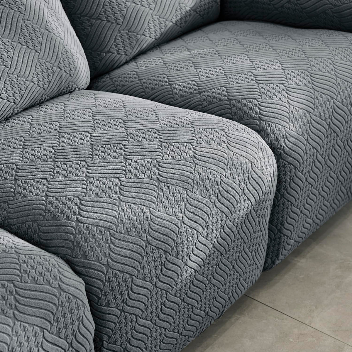 Premium 170 GSM Jacquard Fully Covered Recliner Sofa Cover for 1/2/3 Seaters, Dark Grey
