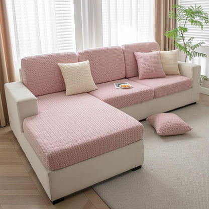 Luxurious Pink Colour Grid Jacquard Sofa Pillow Cover