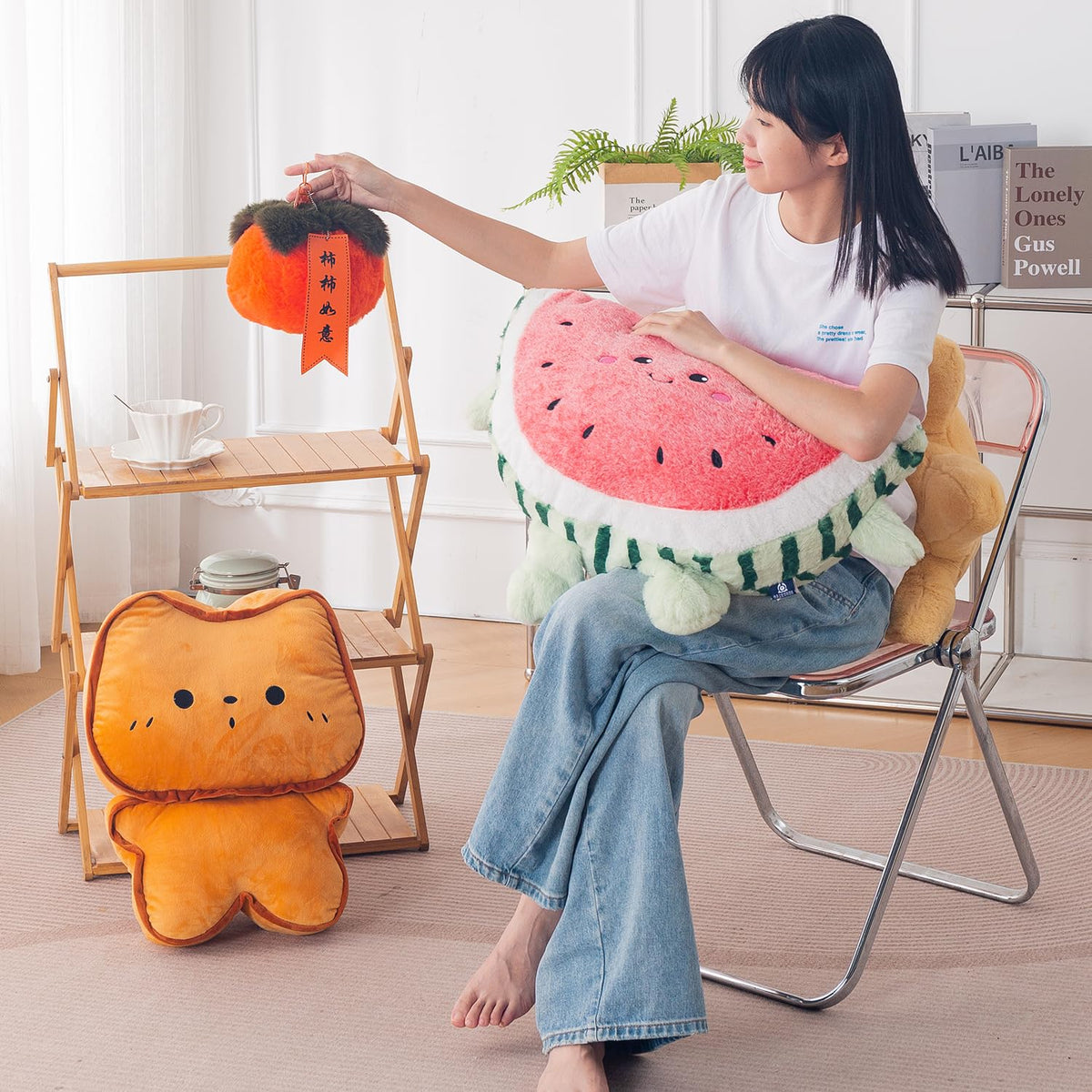 HOKIPO Persimmon Shaped Plush Cushion for Kids Room & Sofa