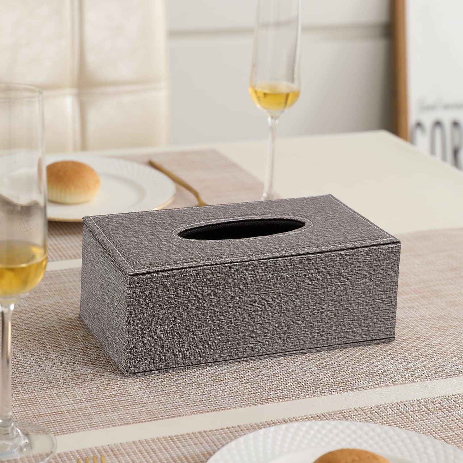 buy brown faux leather tissue paper box | HOKIPO