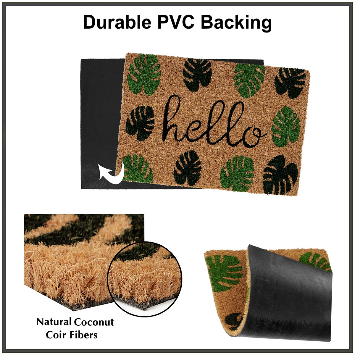Coir Entrance Door Mat with Anti-Slip PVC Backing