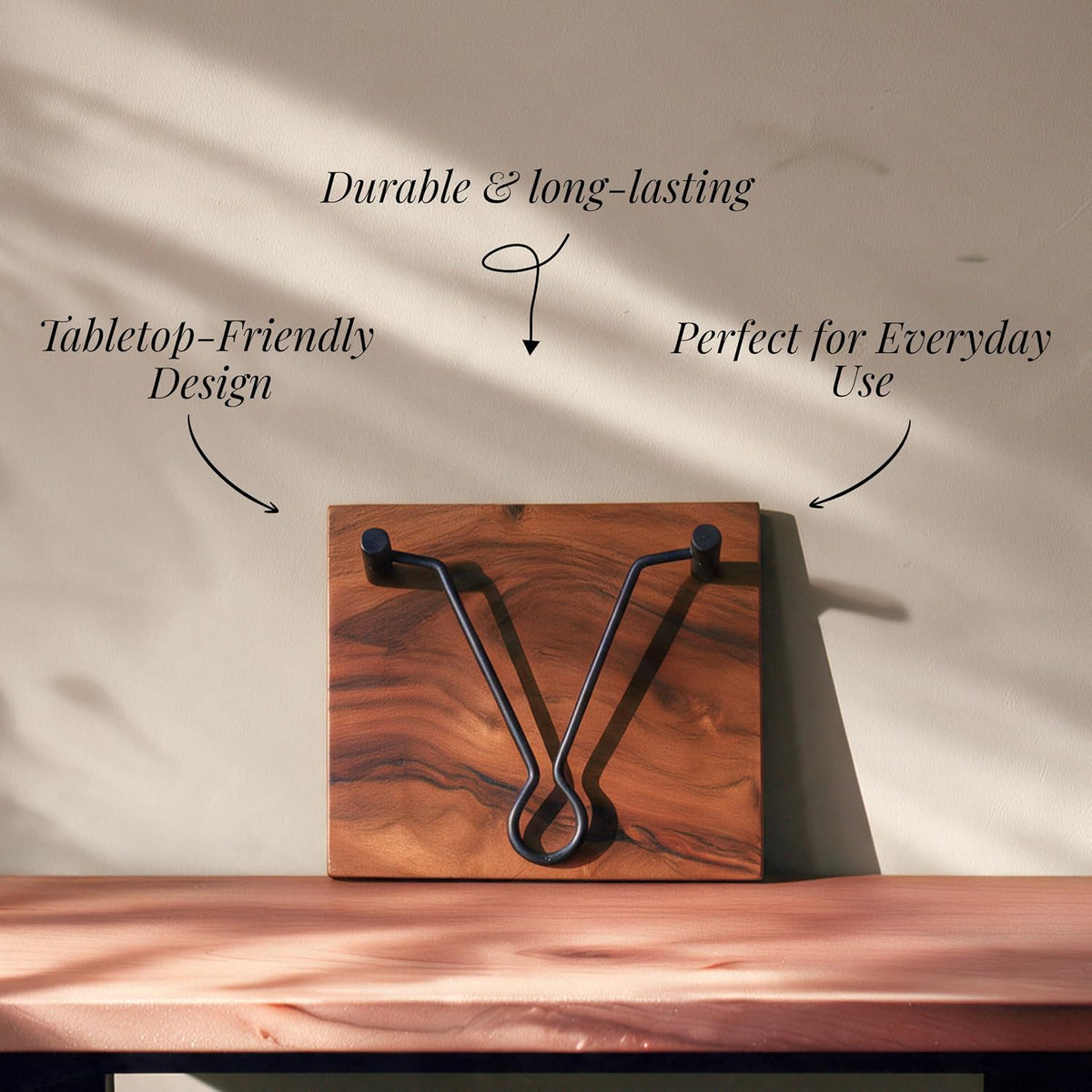 HOKIPO Arbor Acacia Wood Napkin Holder, Weighted Iron Arm, Tissue Holder - image 4