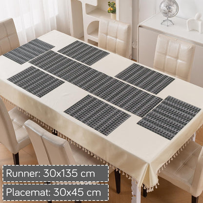 RhombusEcho Washable PVC Mats for Dining Table - Intense Grey