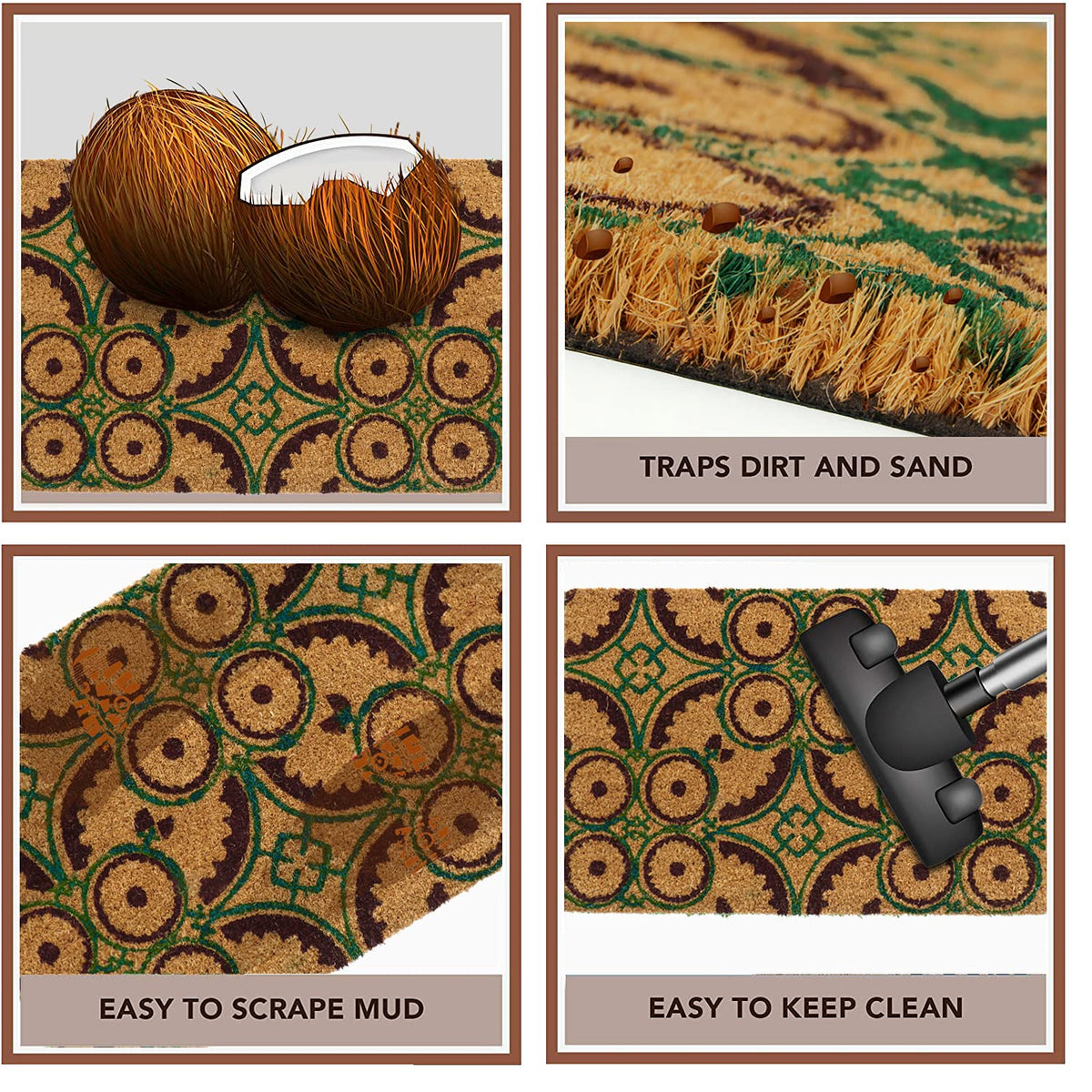Coir Entrance Door Mat with Anti-Slip PVC Backing