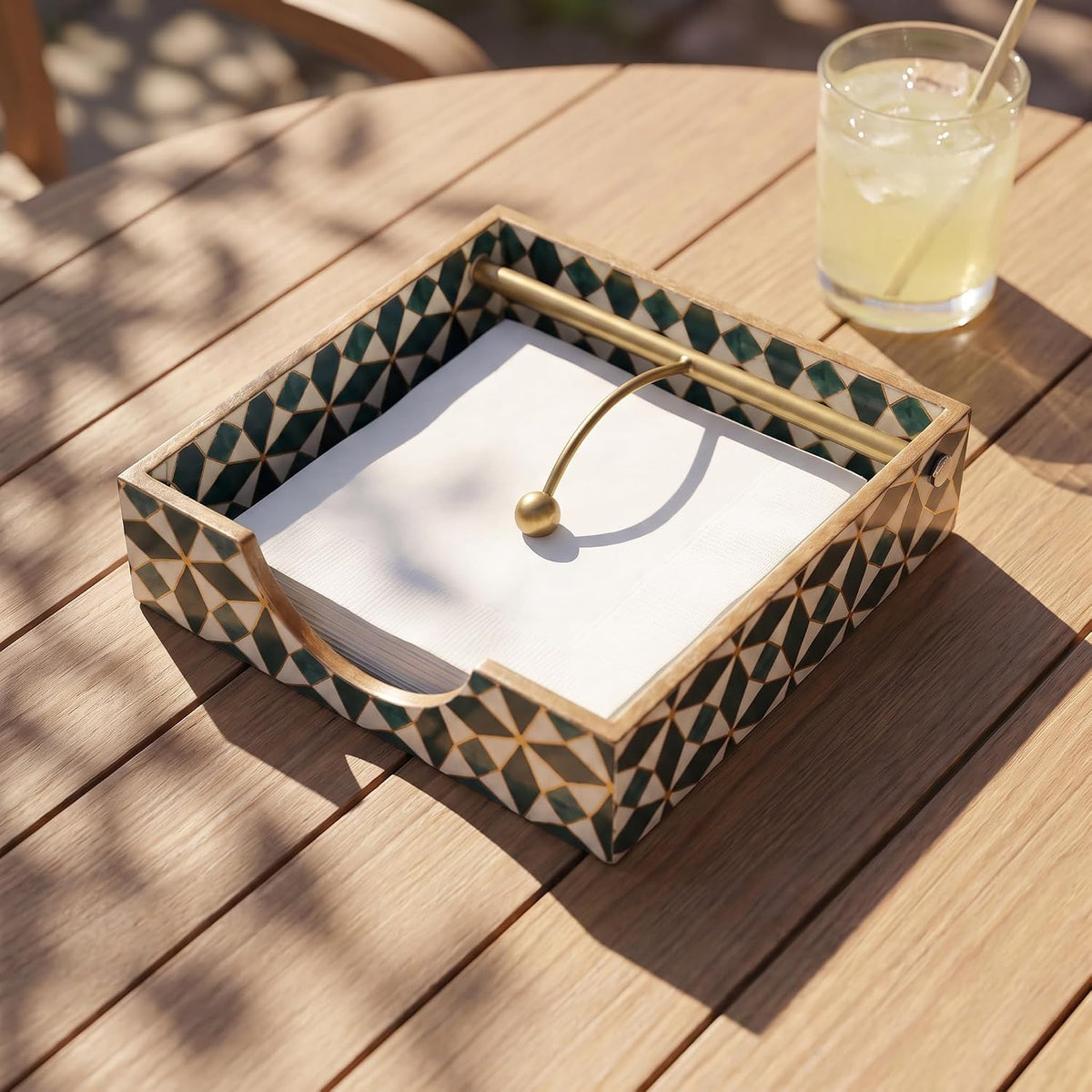 HOKIPO Napkin Holder for Dining Table, Engineered Wood, Moroccan Prism - image 7