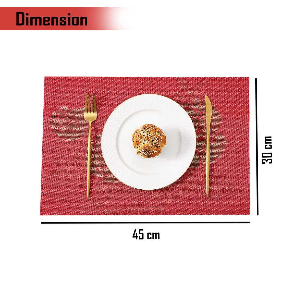 PVC Dining Table Mats, Crimson Red