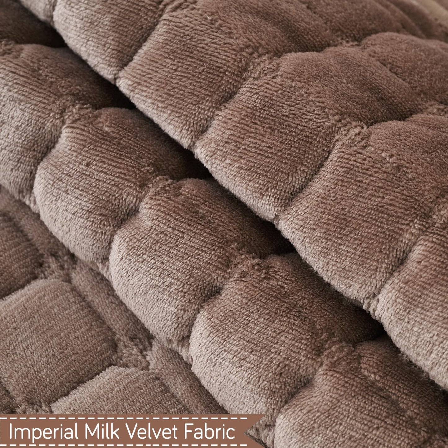 BelleLace Series Premium Imperial Milk Velvet Sofa Cover Mat with Lace Design -  Mocha Brown