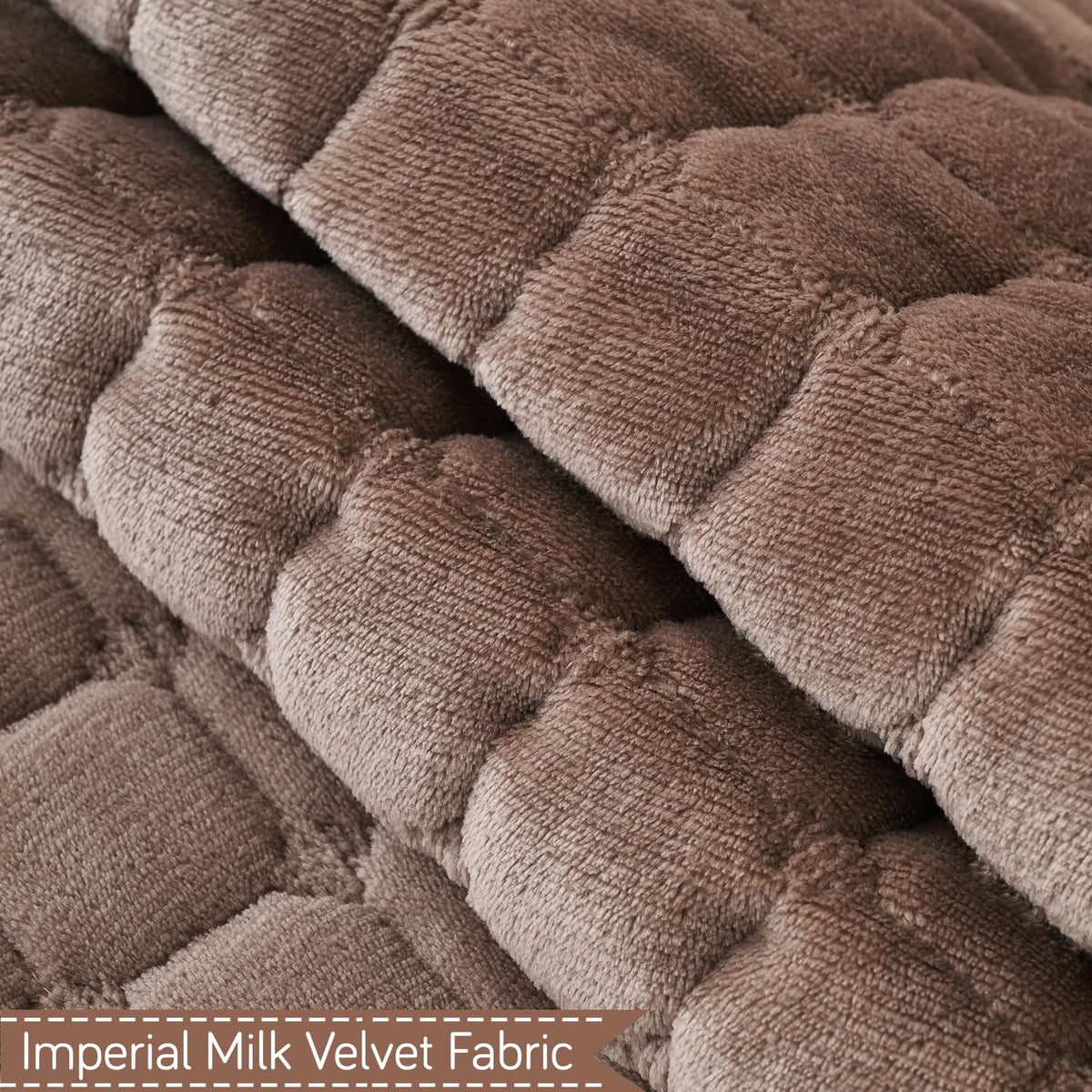 BelleLace Series Premium Imperial Milk Velvet Sofa Cover Mat with Lace Design -  Mocha Brown