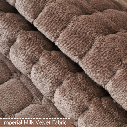 BelleLace Series Premium Imperial Milk Velvet Sofa Cover Mat with Lace Design -  Mocha Brown