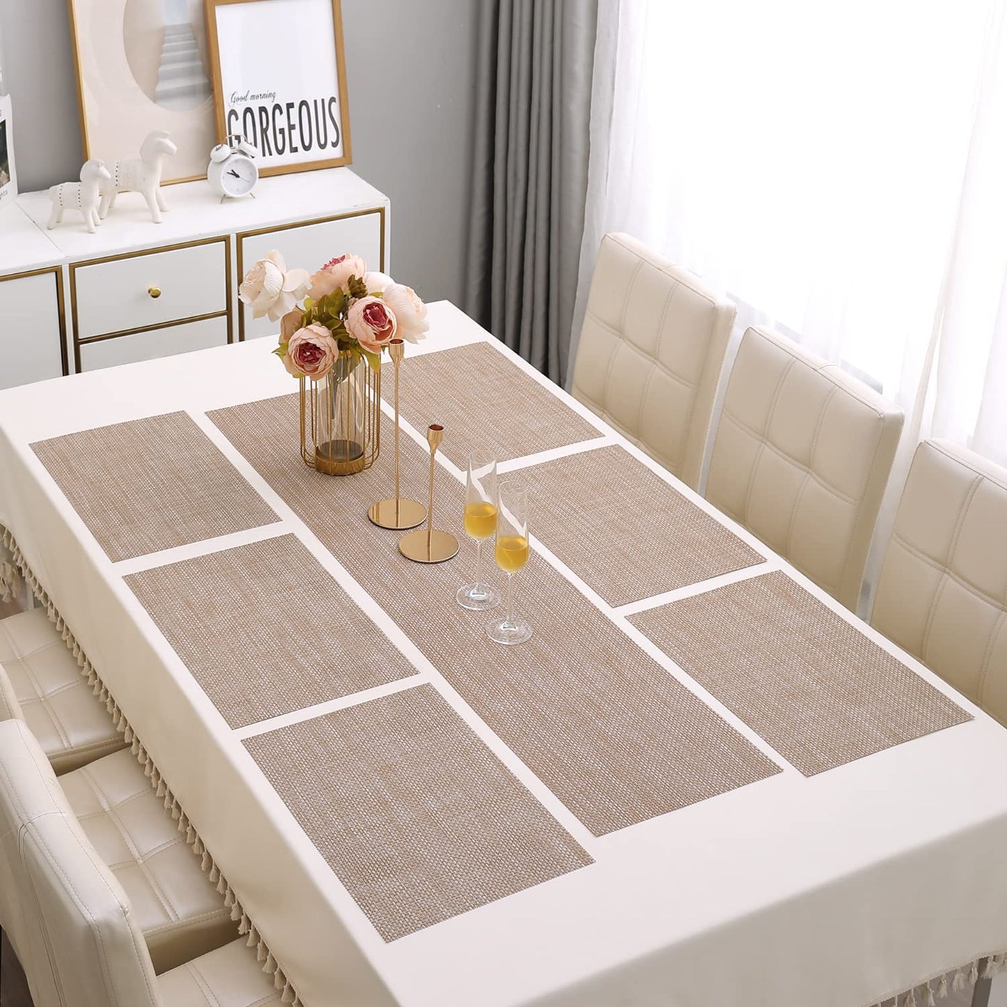PVC Dining Table Mats, Beige