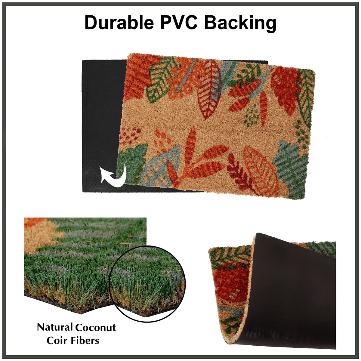 Coir Entrance Door Mat with Anti-Slip PVC Backing