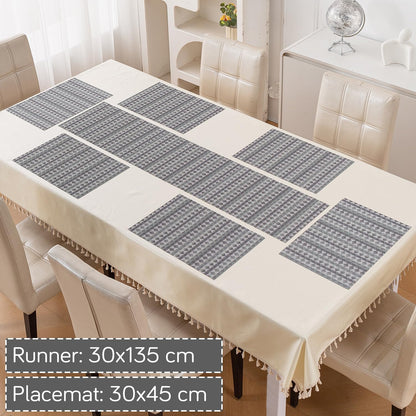RhombusEcho Washable PVC Mats for Dining Table - Glacier Grey
