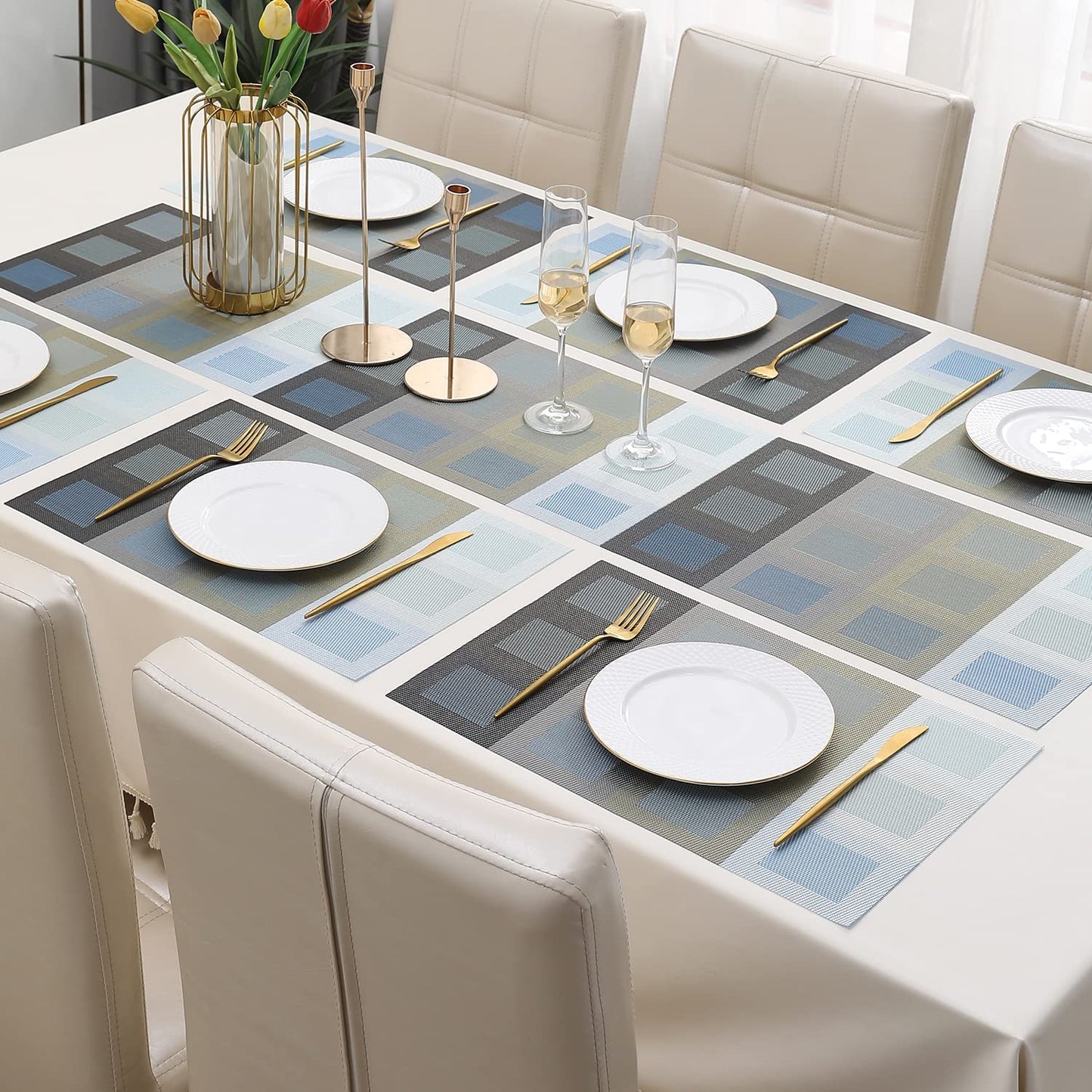 PVC Dining Table Mats, Gradient Blue