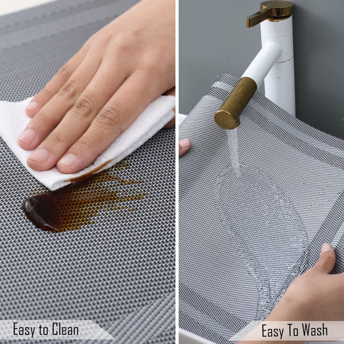 PVC Dining Table Mats, Grey