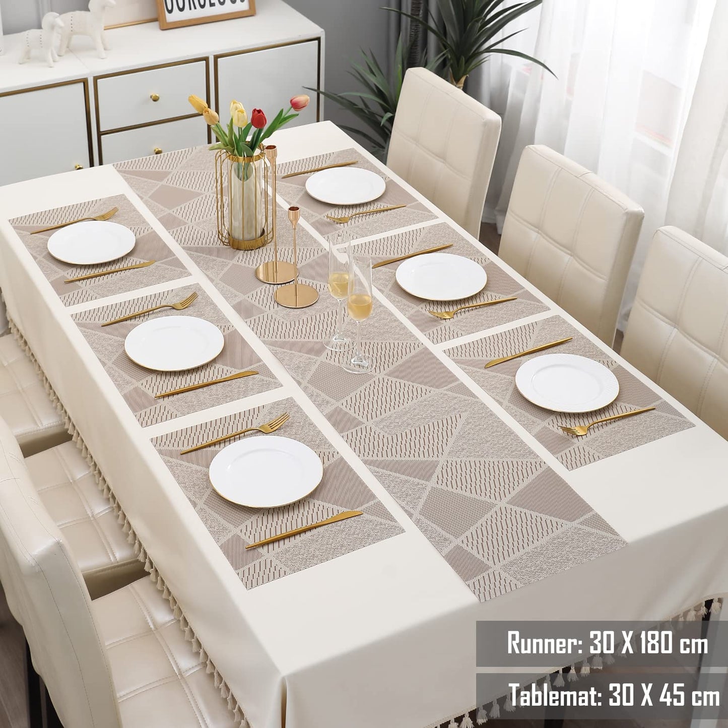 PVC Dining Table Mats, Abstract Beige
