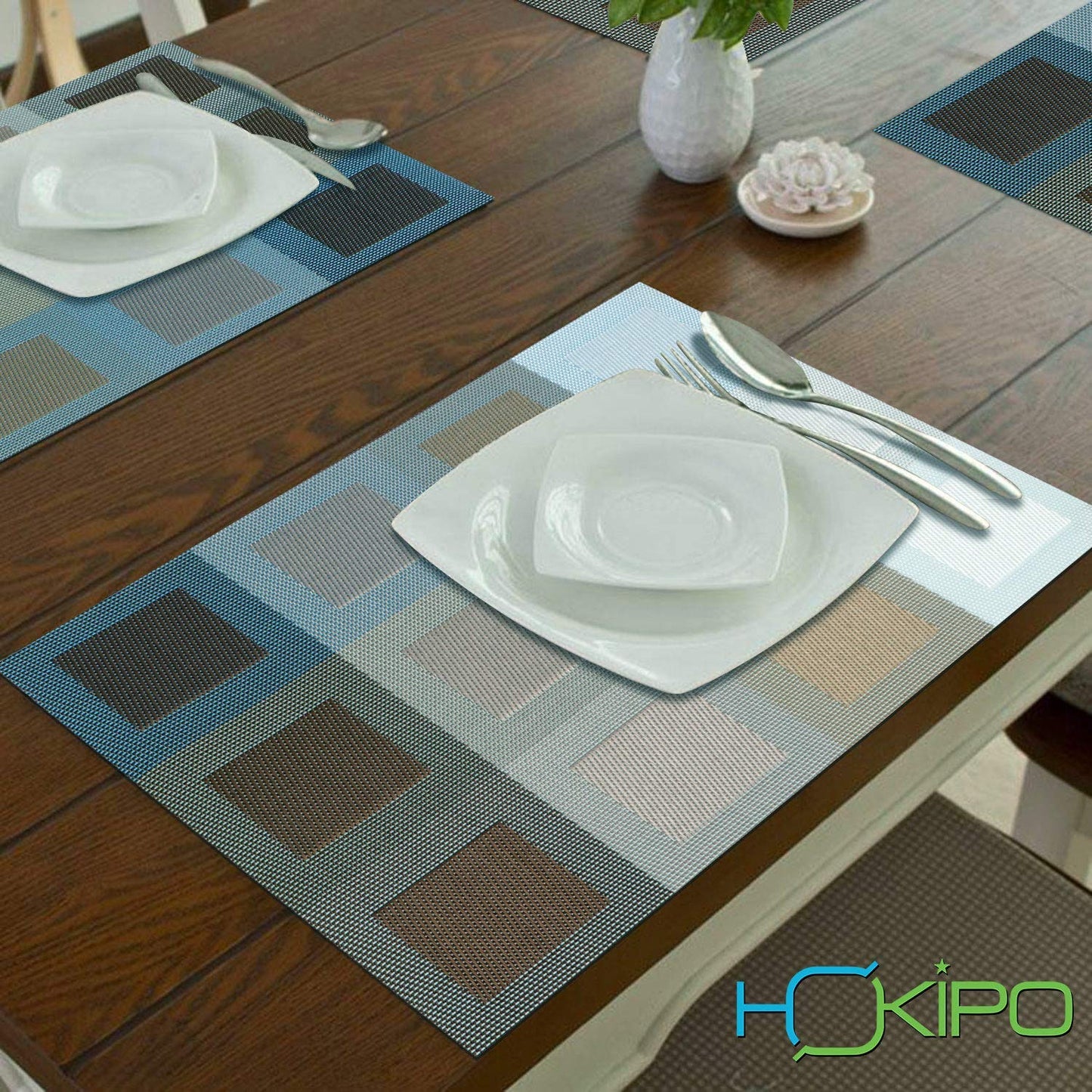 PVC Dining Table Mats, Gradient Blue