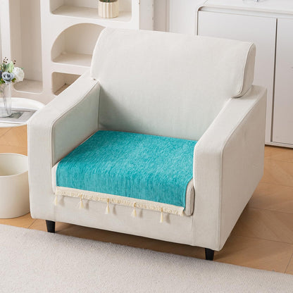 Serenity Tassel Chenille Sofa Cover with Tassel – Ocean Teal