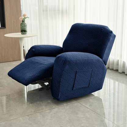 Premium 170 GSM Jacquard Fully Covered Recliner Sofa Cover for 1/2/3 Seaters, Navy Blue