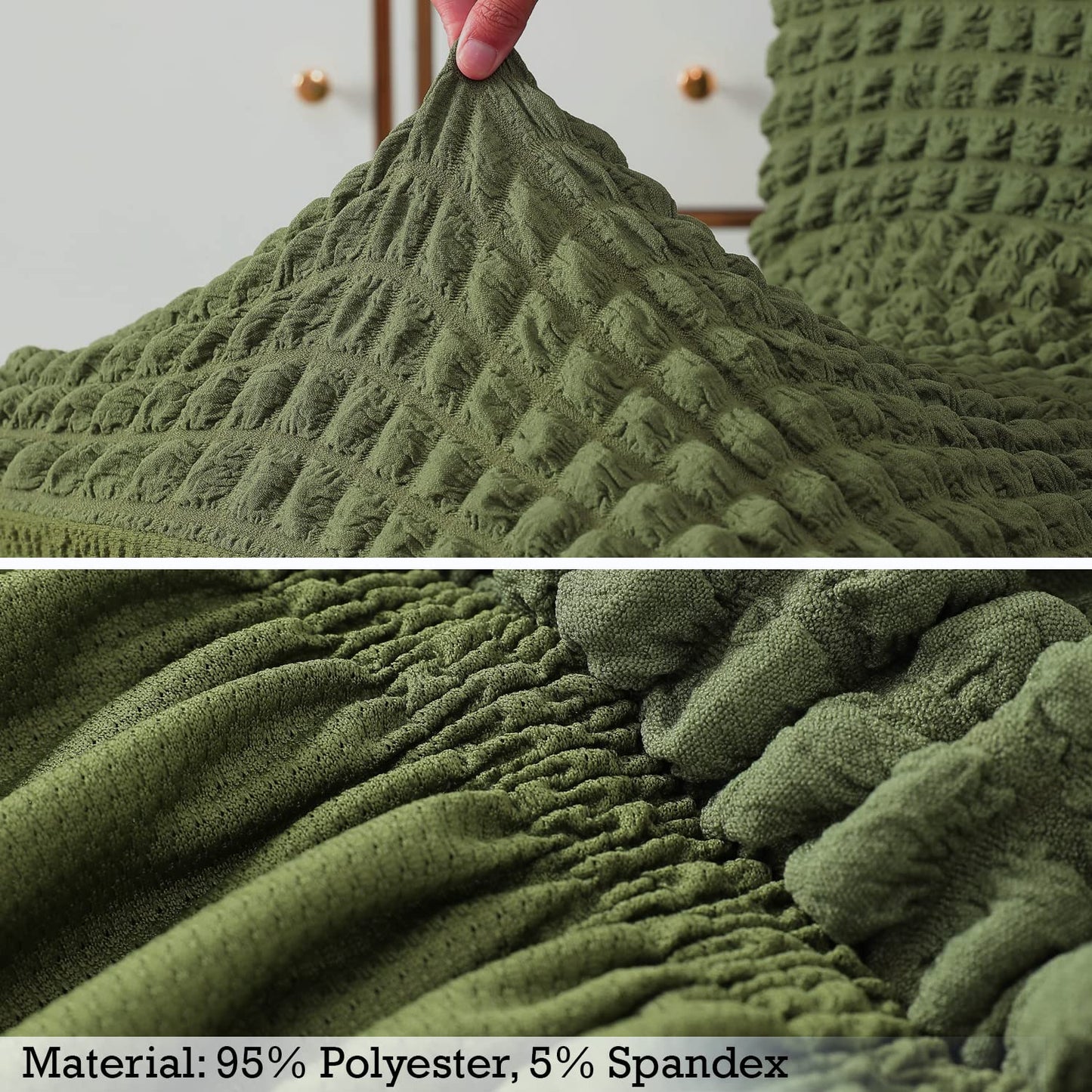 Elastic Stretchable 280 GSM Bubble Dining Chair Cover with Frill, Forest Green
