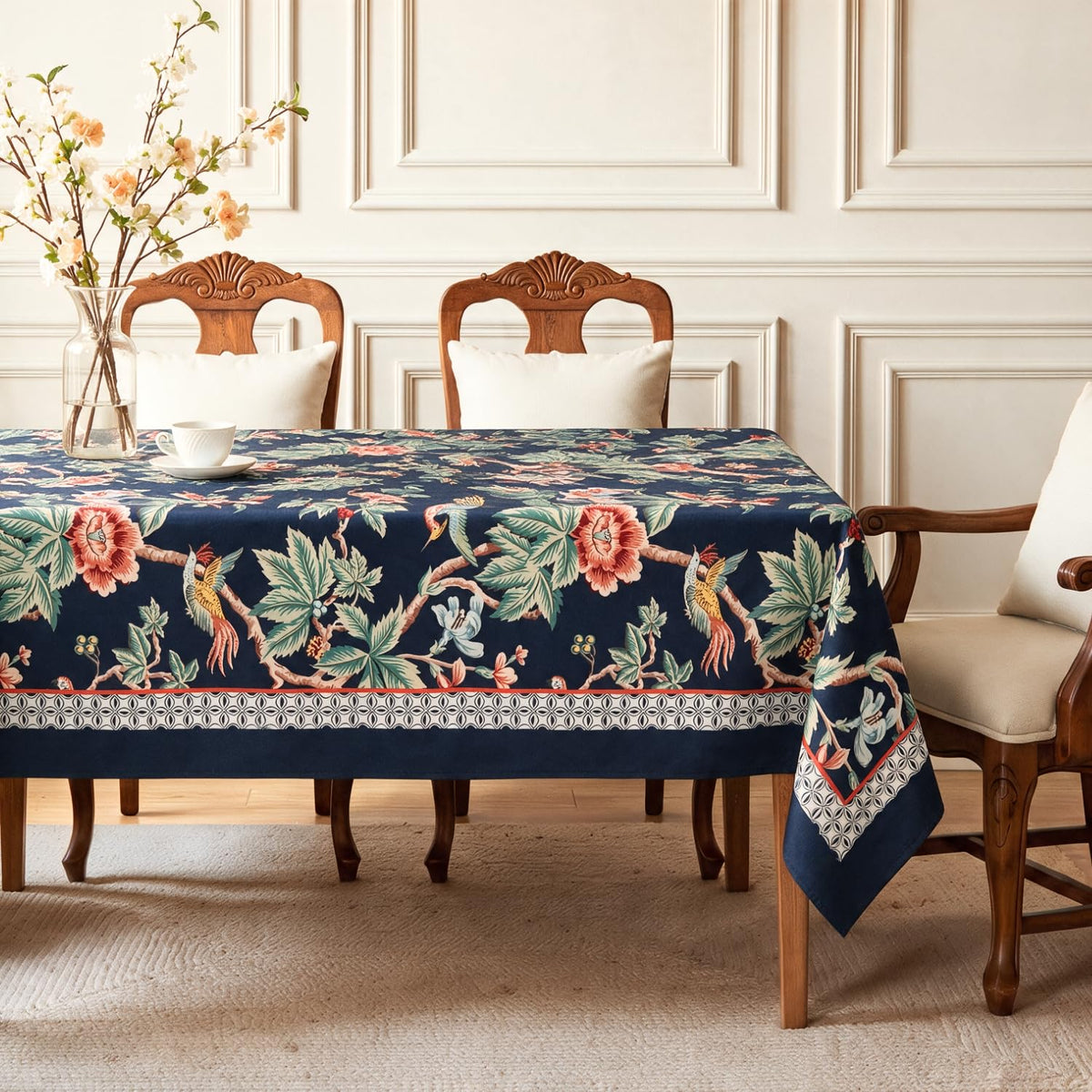 HOKIPO Festive Table Cloth for 6 Seater Table, Blue - image 1