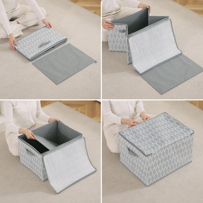 Foldable Clothes Organizer Box | Durable Non-Woven Storage with Zipper & Handle