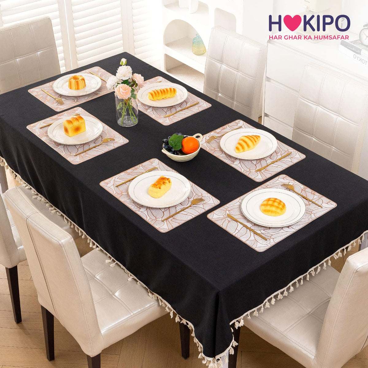 Metallic Glow Shining Mats for Dining Table, Philodendron Leaves - Copper