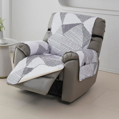 Quilted Recliner Water Repellent & Waterproof Cover for Small / Large - Snow White Black Geometry