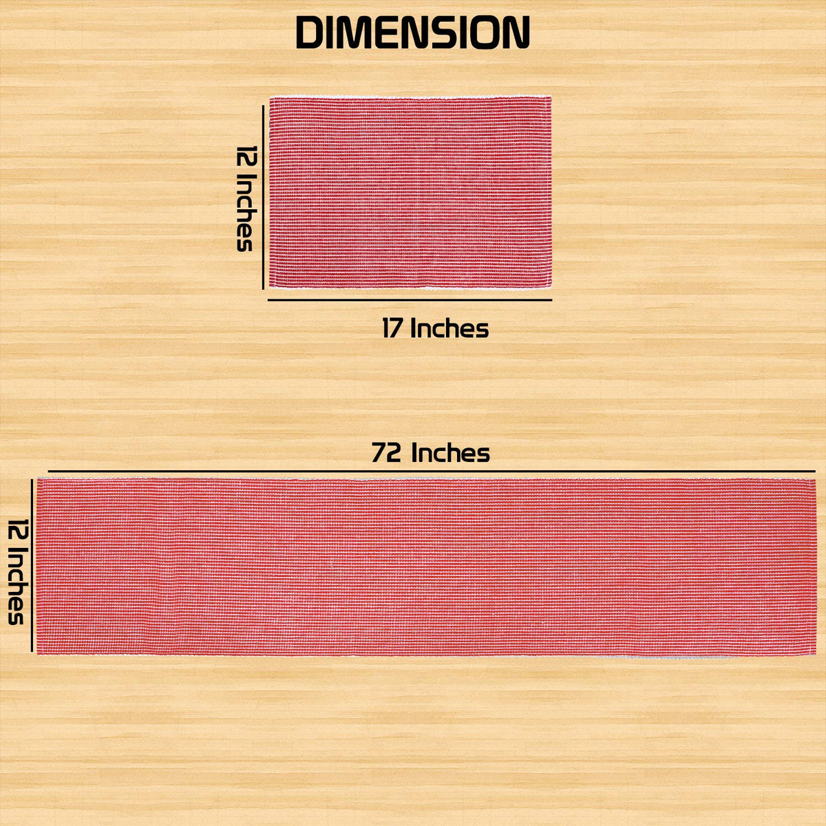 Ribbed Cotton Heat Resistant Dining Table Mat, Red
