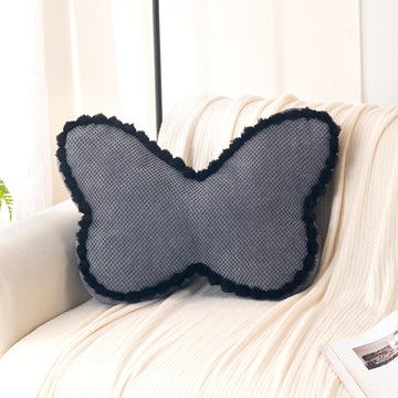 HOKIPO Butterfly Shaped Cushion for Kids Room & Sofa, 53x33 cm, Grey
