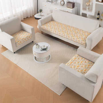 Quilted Sofa Seat Mat for 5-Seater Sofa (3+1+1), Tassel Twigs | Sunlit Butterfly