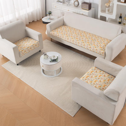 Quilted Sofa Seat Mat for 5-Seater Sofa (3+1+1), Tassel Twigs | Sunlit Butterfly