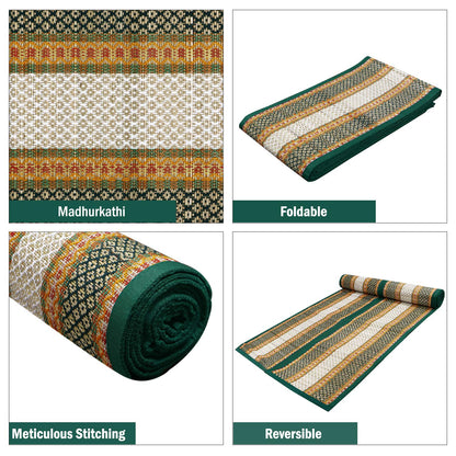 Natural Handmade Madurkathi Large Chatai Mats for Home, Green