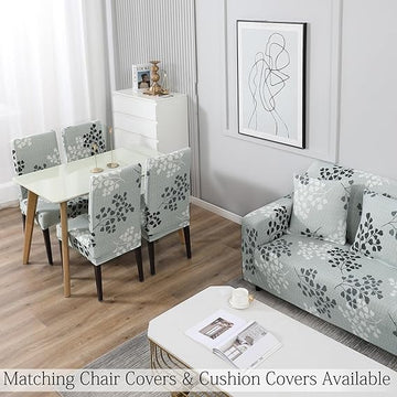 Buy Grey Leaves Printed Matching elastic covers for chairs and sofas