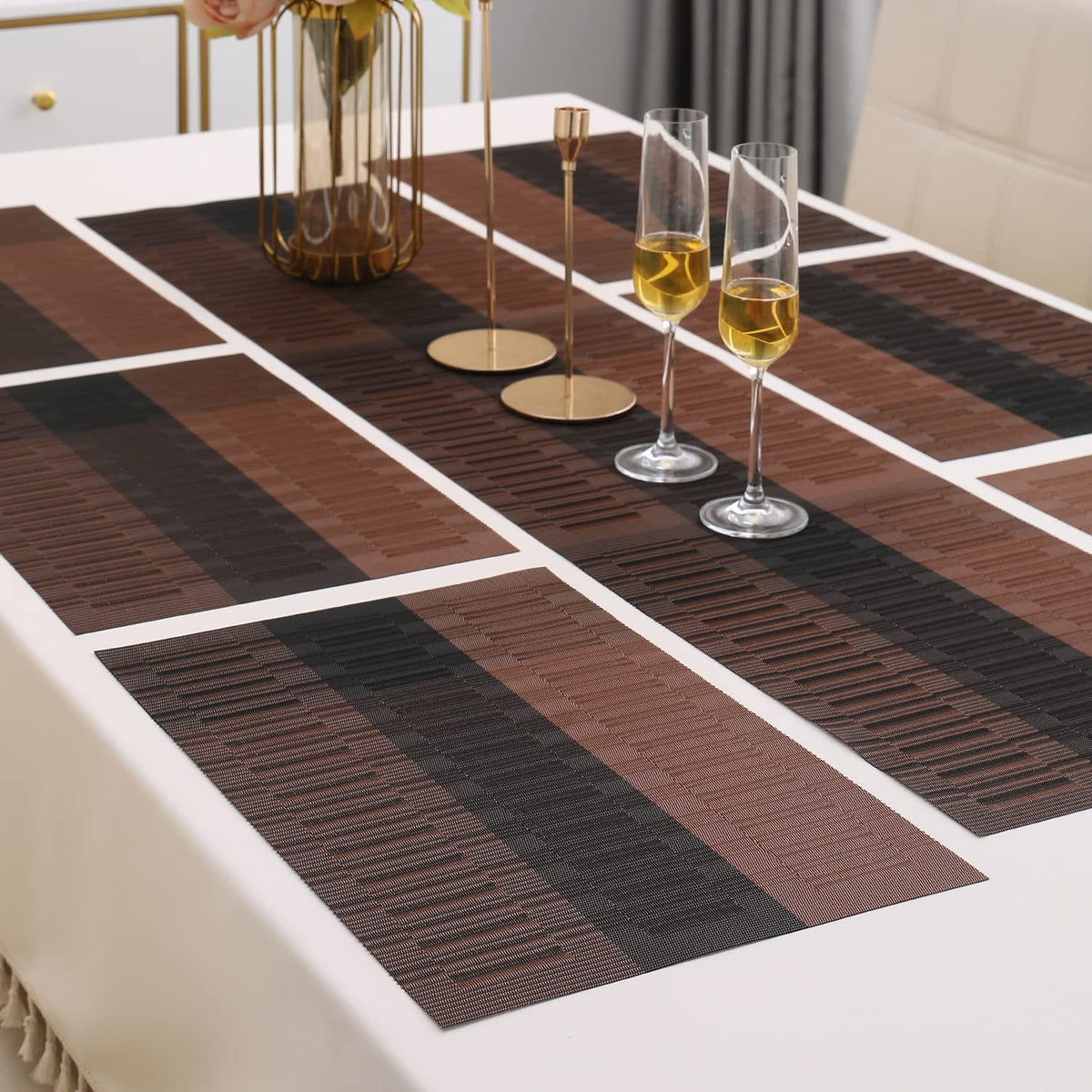 PVC Dining Table Mats, Metalic Brown