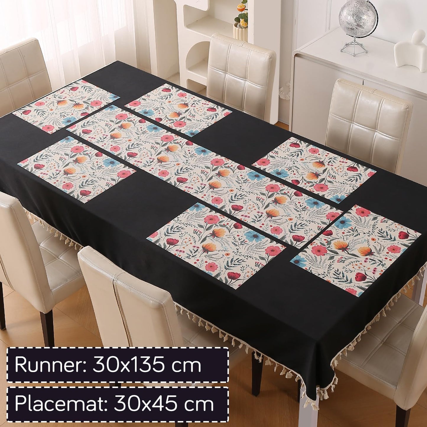 Artistic Flora PVC Washable Mats for Dining Table - Cosmos