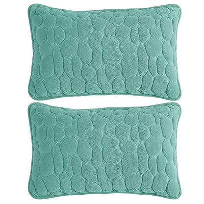 Buy Cute Fog Blue colour Zippered Pebble Texture Milk Velvet Cushion Covers