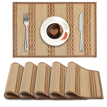 Heat Resistant Bamboo Dinner Mats, Burnt Orange