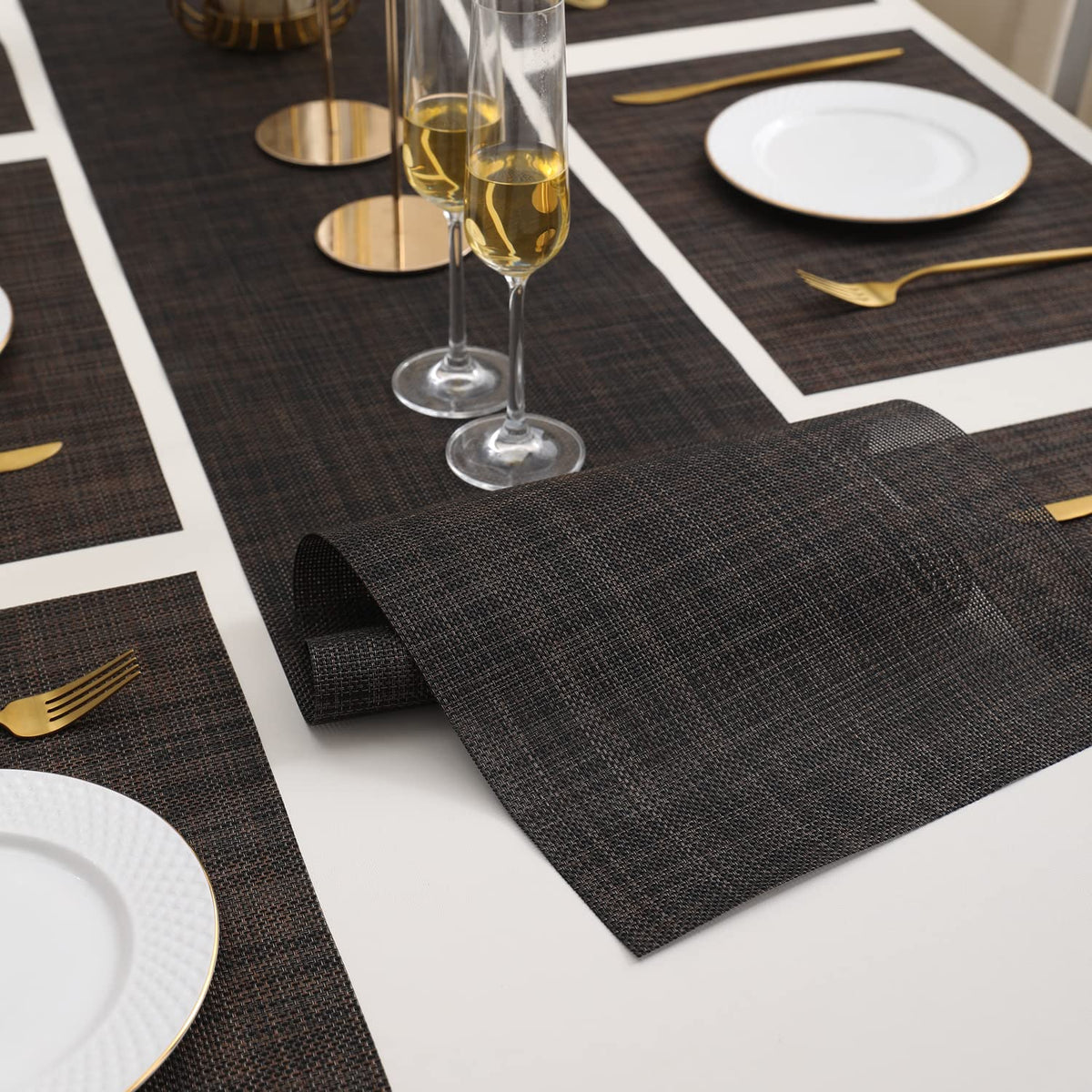 PVC Dining Table Mats, Dark Brown