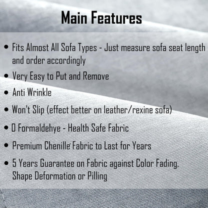 Premium Chenille Sofa Cover Mat with 2 Armrest Cover, Light Grey