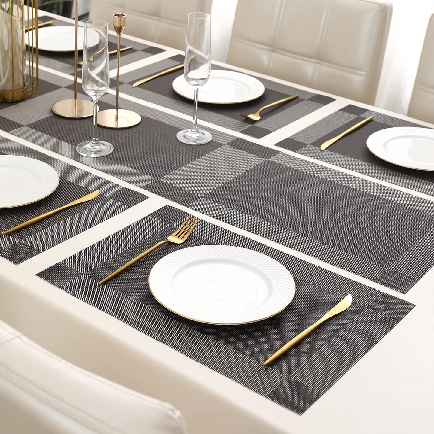 PVC Dining Table Mats, Dark Grey