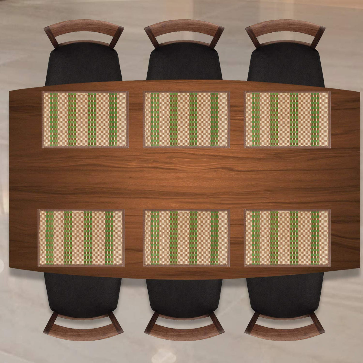 Heat Resistant Bamboo Dinner Mats, Green