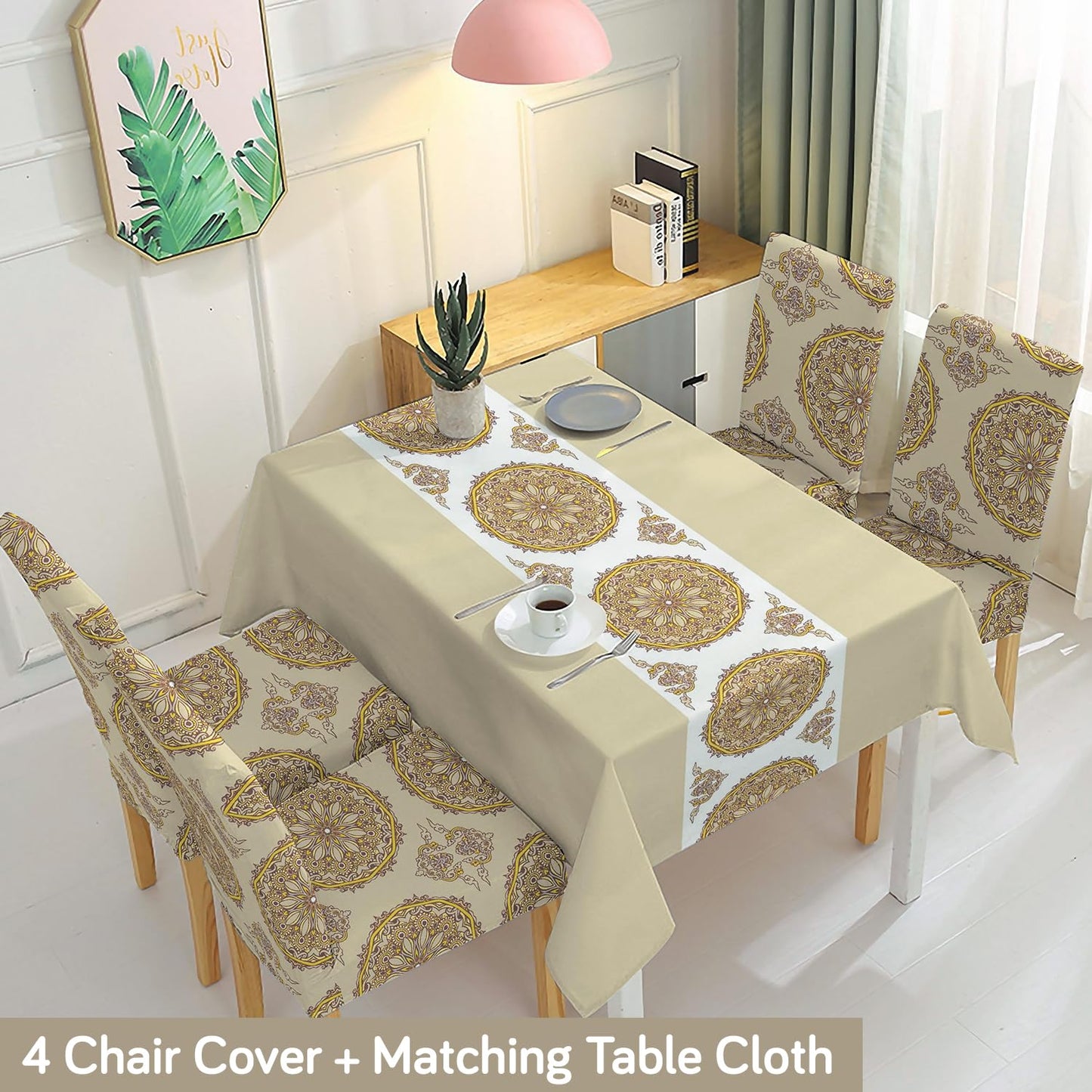 Brown Dining Table Cover with Chair Covers | 4/6 Seater