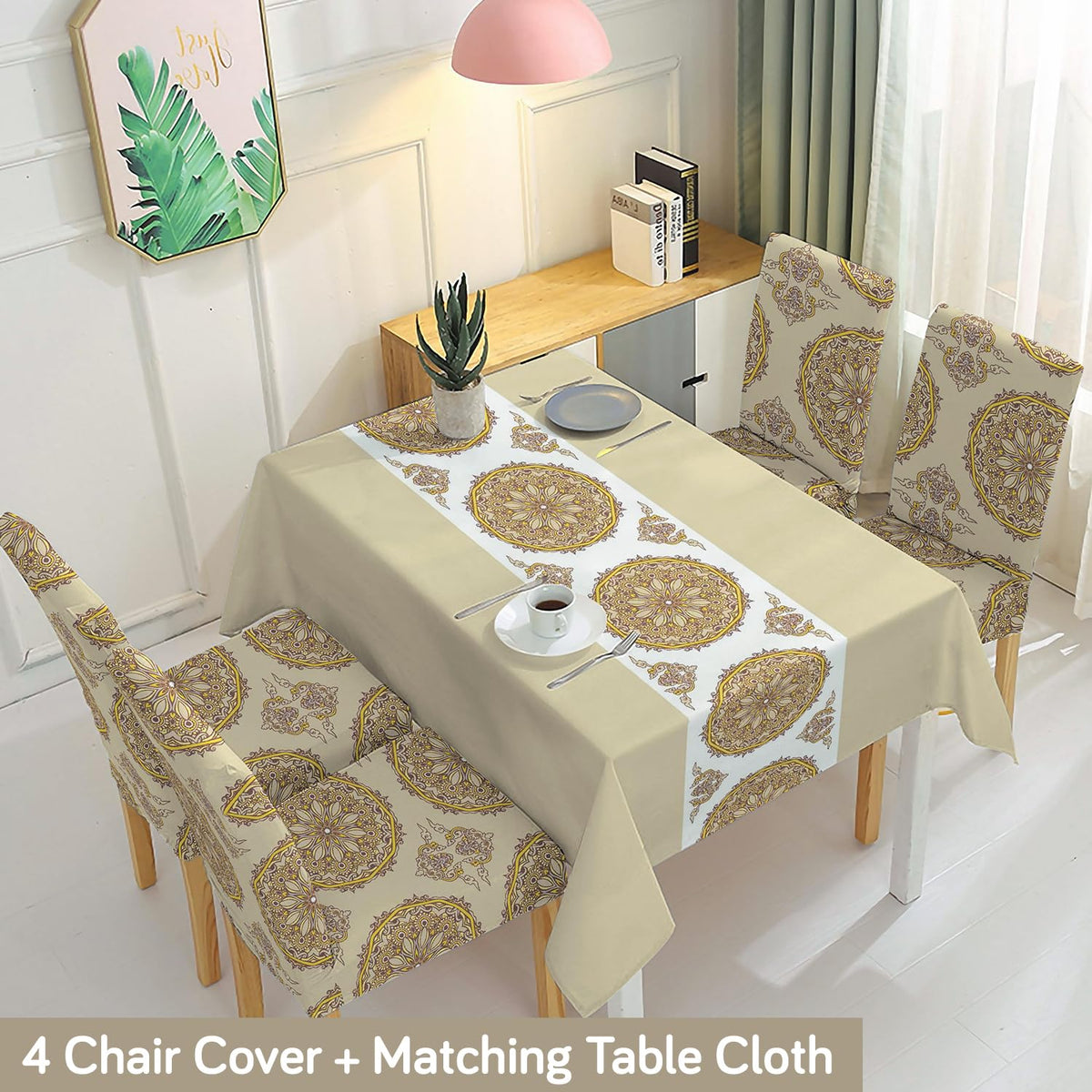 Brown Dining Table Cover with Chair Covers | 4/6 Seater