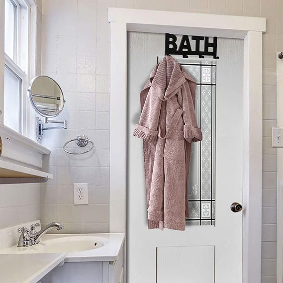 Metal Over The Door Hook Hanger for Clothes, Towel, Coat Hanging Hooks Rail, Black