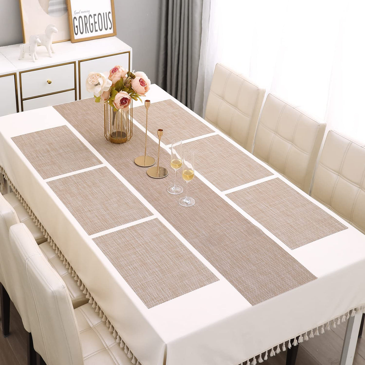 PVC Dining Table Mats, Beige
