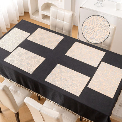 Metallic Glow Shining Mats for Dining Table, Tree Bark - Beige Gold
