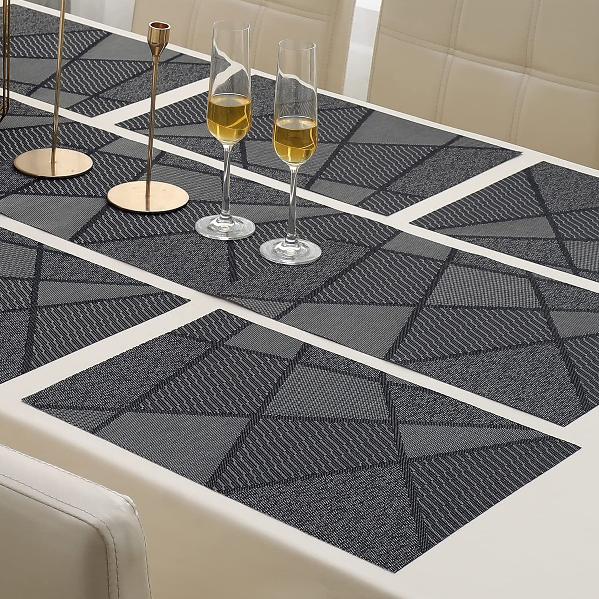 PVC Dining Table Mats, Abstract Black