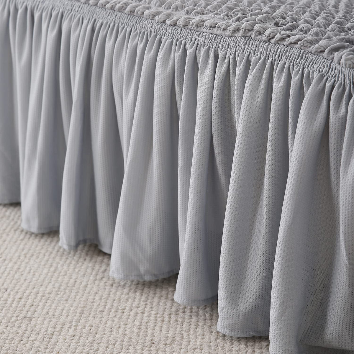 Ash Grey Elastic Turkish Bubble frill beautiful sofa ke cover