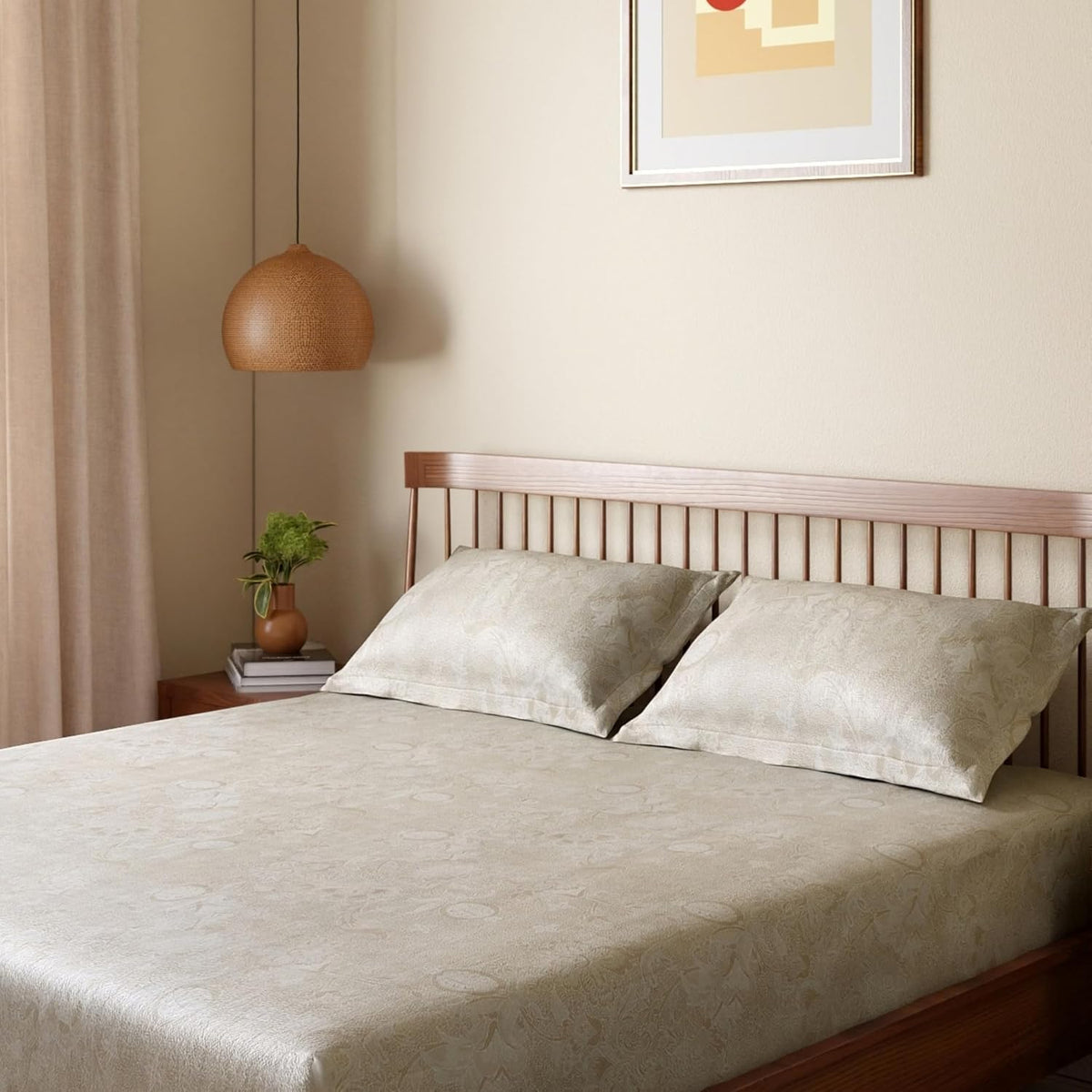 HOKIPO King Size Cotton Bedsheet, 2 Pillow Covers, Pastel Yellow & Blue - image 9