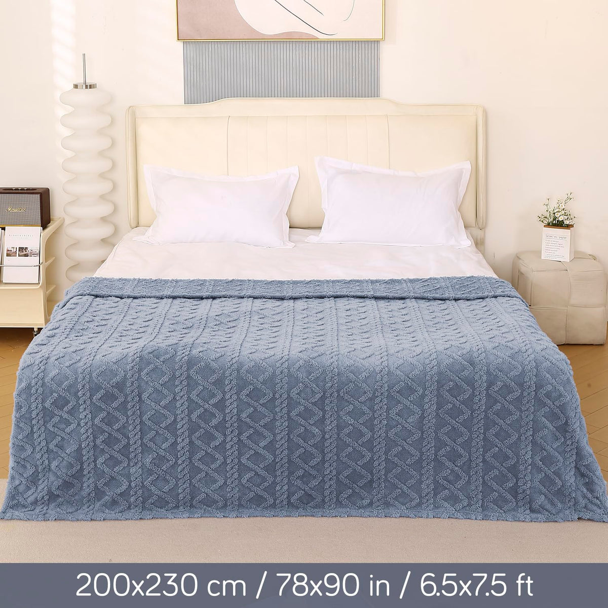 Buy Powder Blue Colour Fleece Throw Blanket - Double Bed | HOKIPO